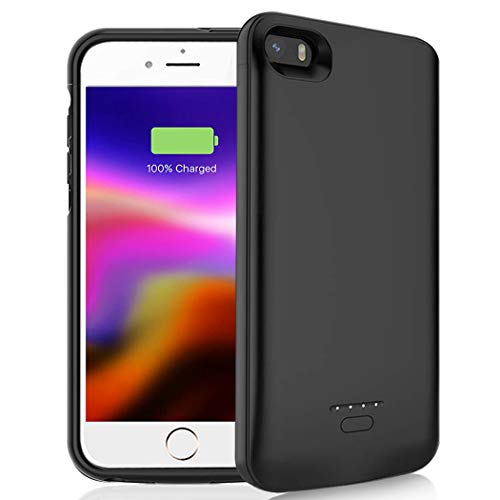 Battery Case for iPhone 5/5S/SE, 4000mAh Portable Rechargeable Battery Pack Charging Case Compatible with iPhone 5/5S/SE (4.0 inch) Extended Battery Charger Case-Black [NOT FIT 5C]