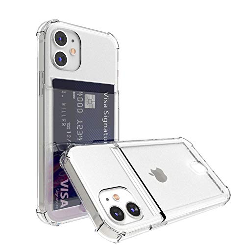 ANHONG iPhone 12/12 Pro 6.1 Inch Clear Case with Card Holder,Slim Fit Protective Soft TPU Shock-Absorbing Bumper Case