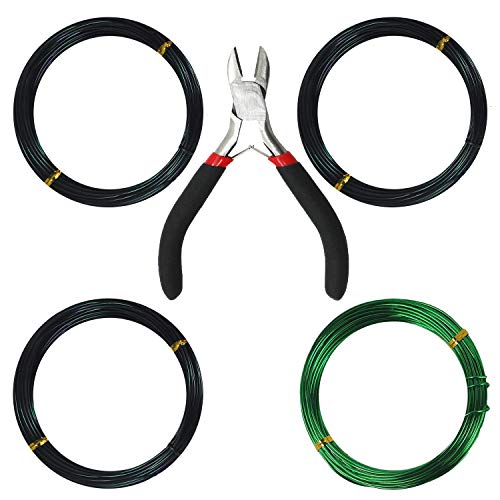 Kebinfen Tree Training Wires for Bonsai Tree, with Bonsai Wire Cutter - Size 1.0 mm/ 1.5 mm/ 2.0 mm (128 Feet Total), Anti-Corrosion and Rust Resistant
