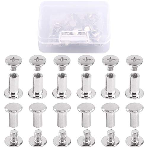 Hilitchi 50 Sets M5 x 10mm Phillips Chicago Screw Posts Binding Screws Assortment Kit for Scrapbook Photo Albums Binding, Leather Repair