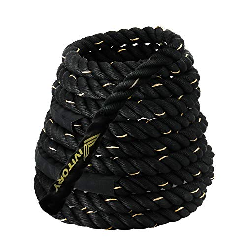 Vivitory Heavy Battle Rope with Anchor Strap Kit, Workout Equipment for Core Strength, Home Gym & Outdoor Workout, Available in 1.5' Dia, 30/40/50ft. (40 ft)