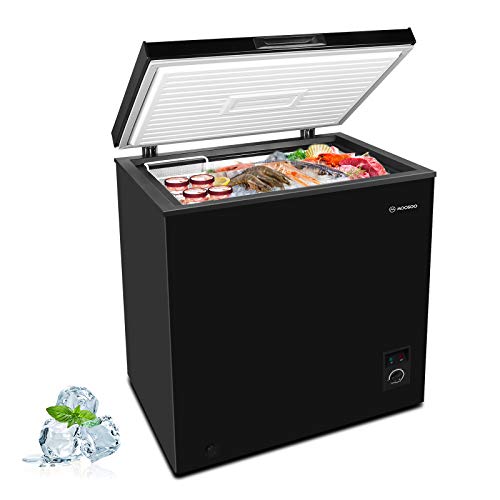 MOOSOO Chest Freezer, 5.0 Cubic Feet with Removable Storage Basket Deep Compact Freezer 5 Gears Temperature Control Energy Saving CSA & DOE Certificated, Black