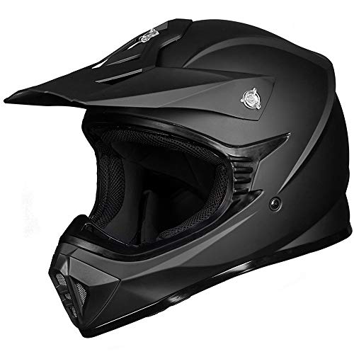 ILM Adult ATV Motocross Dirt Bike Motorcycle BMX MX Downhill Off-Road MTB Mountain Bike Helmet DOT Approved (Matte Black, Adult-XL)