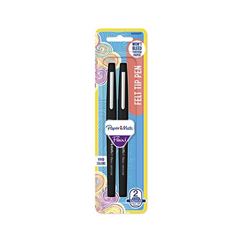 Paper Mate 8432452PP Flair Felt Tip Pens, Medium Point (0.7mm), Black, 2 Count