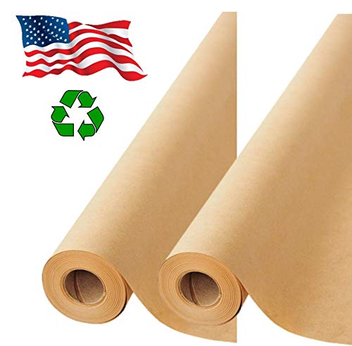 2 Pack Brown Kraft Paper Made in USA 17.75” x 1200” Per Roll (200 feet) Ideal for Gift Wrapping, Art, Craft, Postal, Packing, Shipping, Floor Covering, Dunnage, Table Runner, 100% Recycled Material