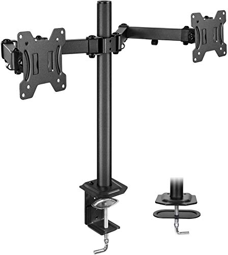 HUANUO Dual Monitor Stand Mount, Fully Adjustable LCD Monitor Desk Mount Fits 13' to 27' Computer Screens, VESA 75 100, Each Arm Holds up to 17.6lbs