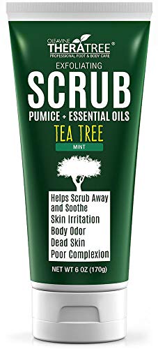 Tea Tree Oil Exfoliating Scrub with Bamboo Charcoal, Neem Oil & Natural Pumice by Oleavine TheraTree