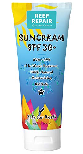 Reef Safe Sunscreen SPF 30+ All Natural, Water Resistant, Moisturizing, Biodegradable, Broad Spectrum UVA/UVB Ocean Friendly Mineral Suncream from Reef Repair 4 fl. Oz