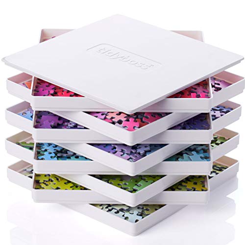 Tidyboss 8 Puzzle Sorting Trays with Lid - Portable Jigsaw Puzzle Accessories White Background Makes Pieces Stand Out to Better Sort Patterns, Shapes and Colors | for Puzzles Up to 1500 Pieces