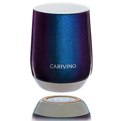 CARIVINO: Luxury Wine Tumbler with Genuine Cork Base and Ceramic Interior (No Metal Taste) – Premium Box 12oz Vacuum Insulated Stainless Steel and BPA-Free Tritan Lid (Element 115)