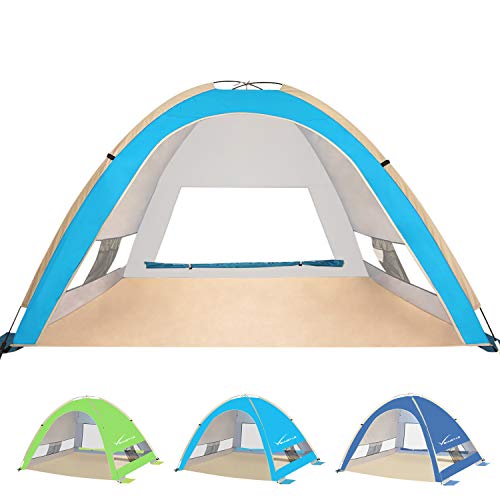 KEUMER Venustas Large Pop Up Beach Tent Automatic Sun Shelter Cabana Easy Set Up Light Weight Camping Fishing Tents 4 Person Anti-UV Portable Sunshade for Family Adults