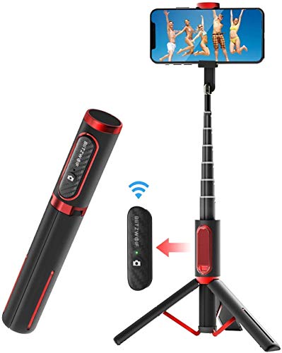 Selfie Stick Tripod, BlitzWolf Lightweight Aluminum All in One Extendable Phone Tripod Selfie Stick Bluetooth with Remote for iPhone 11/Xs MAX/XR/XS/X/8/8 Plus/7/7 Plus/6s, Galaxy S10/S9/S9 Plus, More