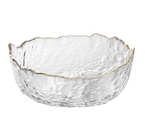 Flange Crystal Glass Mixing Bowl Transparent Salad Bowl, Fruit Plate Irregular Bowl Snack Bowls