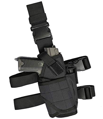 GHFY Tactical Drop Leg Holster, Thigh Pistol Gun Holster, Right Hand Adjustable (Black)