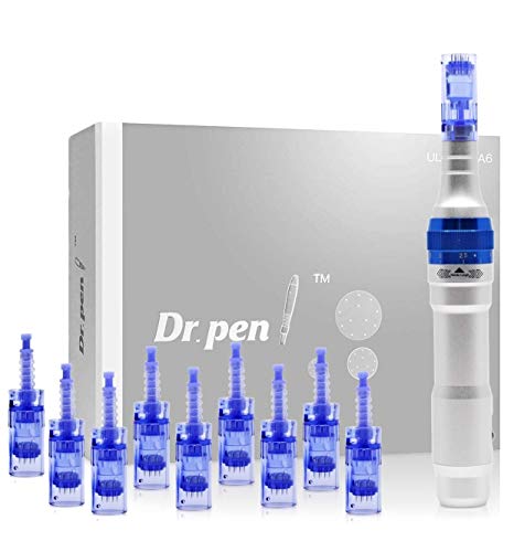 Dr. Pen Ultima A6 Microneedle Derma Pen Electric Wireless Professional Skincare Kit with 10 Cartridges - Ten 12 Pin