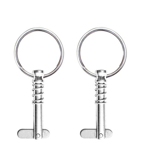 2 Pack Quick Release Pin 1/4' Diameter w/Drop Cam & Spring, Overall Length 1.5', Usable Length 1',Full 316 Stainless Steel, Bimini Top Pin, Marine Hardware, All Parts are Made of 316 Stainless Steel