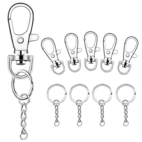 100 Pcs Lanyard Snap Hooks and Key Rings with Chain and Jump Rings for Keychain Lanyard DIY Jewelry Crafts Accessories(50 Pcs Swivel Snap Hooks +50 Pcs Flat Keychain Rings with Jump Rings)