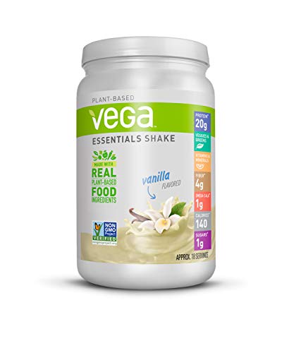 Vega Essentials Protein Powder, Vanilla, Plant Based Protein Powder Plus Vitamins, Minerals and Antioxidants - Vegan, Vegetarian, Keto-Friendly, Gluten Free, Dairy Free (18 Servings, 1lb 5.9oz)