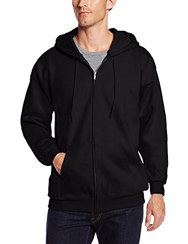 Hanes Men's Full Zip Ultimate Heavyweight Fleece Hoodie, Black, Large