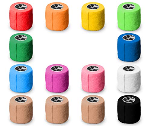 (14-Pack) 2” x 15 FT | Self Adhesive Non Woven Bandage Wrap – Breathable Self Adherent Wrap for Pets - Athletic Elastic Cohesive Bandage for Sports Injury: Ankle, Knee & Wrist Sprains (Rainbow)