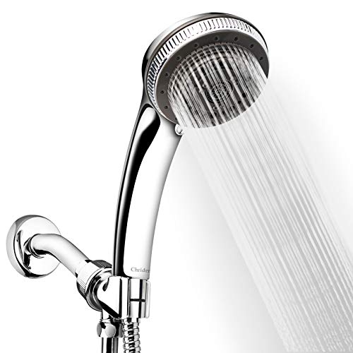 Chrider Handheld Shower Head with Hose, 7 Spray Settings Hand Held Shower Head, 3.2' High Pressure Showerhead, 60' Extra-long Stainless Steel Hose, Adjustable Mount, Chrome Handle Finish