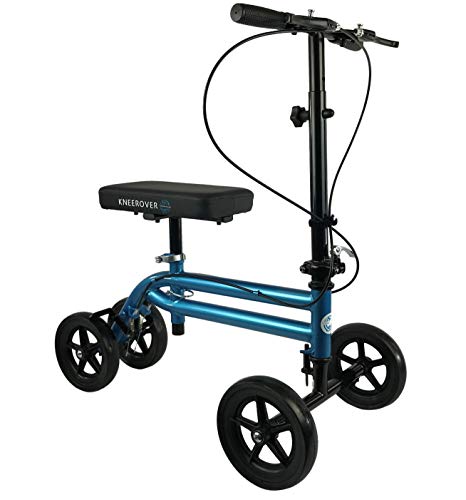 KneeRover Economy Knee Scooter Steerable Knee Walker Crutch Alternative with Dual Braking System in Metallic Blue