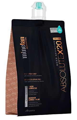 MineTan Spray Tan Solution - Absolute X20 Pro Spray Mist - Ultra Dark Salon Professional 1 Hour Express Tan, 33.8 fl oz