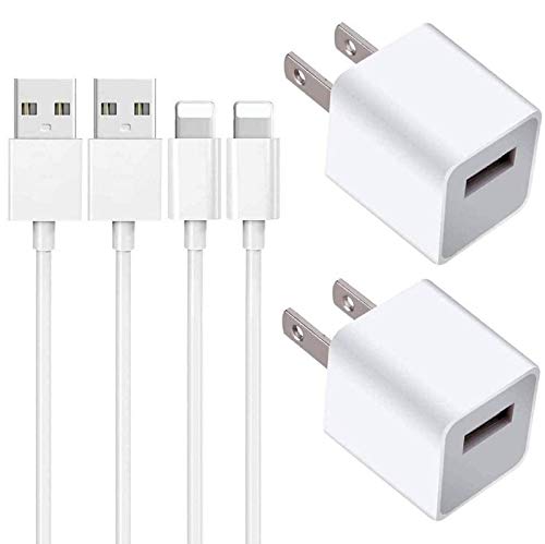 iPhone Charger, [Apple MFi Certified] Lightning to USB Cable 2 Pack 3FT Fast Charging Data Sync Transfer Cord & 2 Pack USB Wall Charger Travel Plug Compatible with iPhone 12/12 Pro/11/XS/XR/X 8 7/iPad