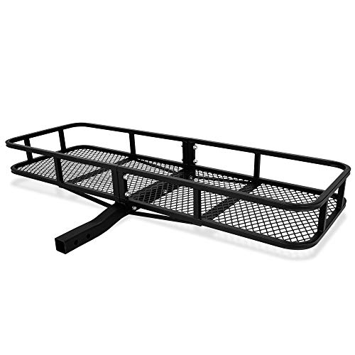 ARKSEN 60' x 24' x 6' Hitch Mount Angled Shank Cargo Carrier Luggage Basket Fit 2' Receiver 500LBS Capacity Camp Travel SUV Camping, Black