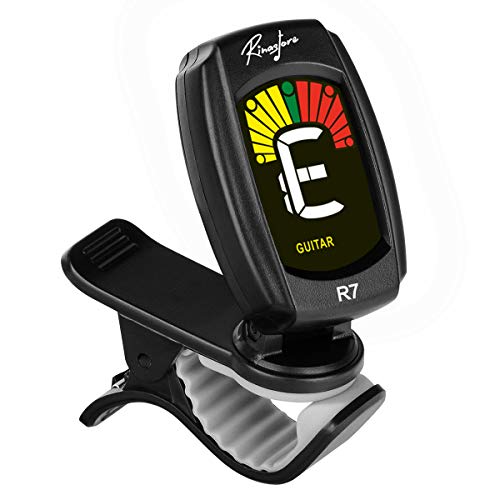 Rinastore Clip-On Tuner For Guitar, Bass, Violin, Ukulele & Chromatic Tuning Modes, Large Colorful LCD Display (RN-A8CS)