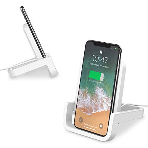 AVANTY Wireless Charger, Qi-Certified 10W Wireless Charging Stand Dock Compatible with iPhone 11/11 Pro/11 Pro Max/Xs MAX/XR/XS/X/8,Galaxy S10/S9/S8/Note 10/Note 9 and More (Light White)