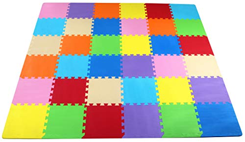 BalanceFrom Kid's Puzzle Exercise Play Mat with EVA Foam Interlocking Tiles, 9 Colors (36 Tiles)