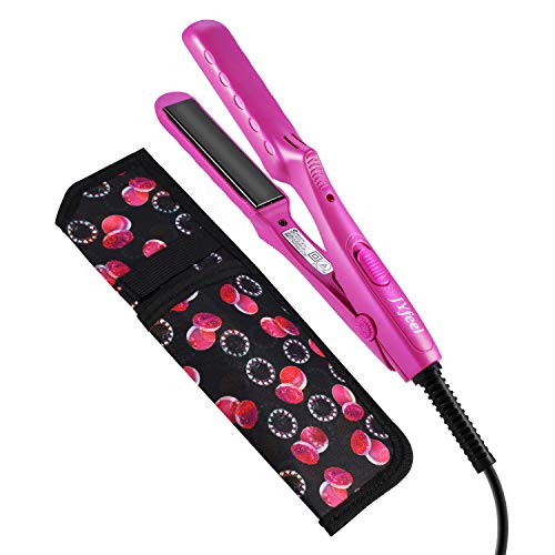 JYfeel Travel Flat Iron,Dual Voltage Mini Hair Straightener,1/2 Inch Nano Titanium Small Size Portable Straightening Iron for Short Hair,Bangs,Beard