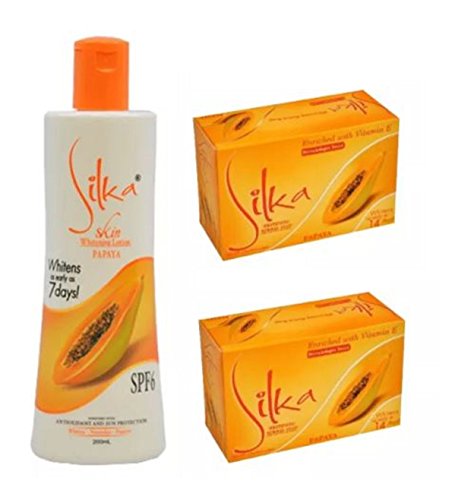 Silka Papaya Soap & Lotion Set Natural Herbal Whitening Anti-Aging