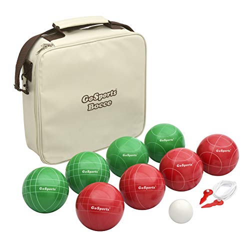 GoSports 100mm Regulation Bocce Set with 8 Balls, Pallino, Case and Measuring Rope - Premium Official Size Set