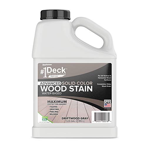 #1 Deck Wood Deck Paint and Sealer - Advanced Solid Color Deck Stain for Decks, Fences, Siding - 1 Gallon (Driftwood Gray)