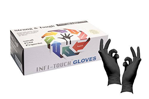 Heavy Duty Nitrile Gloves, Infi-Touch Strong & Tough, High Chemical Resistant, Disposable Gloves, Powder-Free, Non Sterile (1,Small)