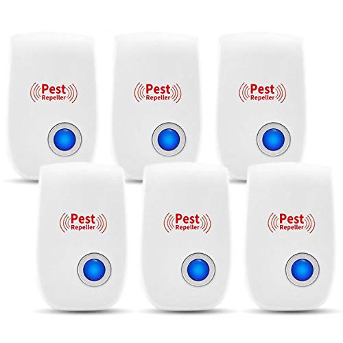 Ultrasonic Pest Repeller 6 Pack, 2020 Ultrasonic Pest Repellent Plug in Pest Control 100% Safe for Human and Pet Indoor Pest Control Ultrasonic Repellent for Mice, Cockroach, Ant, Spider, Mosquito