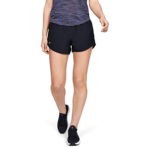 Under Armour Women's Fly By Running Shorts , Black (002)/Reflective , X-Large