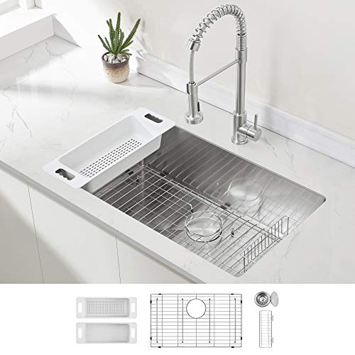 Modena Undermount Kitchen Sink Set, 16-Gauge Stainless Steel (32-Inch Single Bowl)