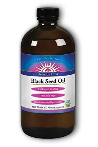 Heritage Store Black Seed Oil | 100% Pure Virgin, Certified Organic, Cold Pressed, Unrefined | Supports Hair, Skin, Healthy Weight & More | 16 fl oz