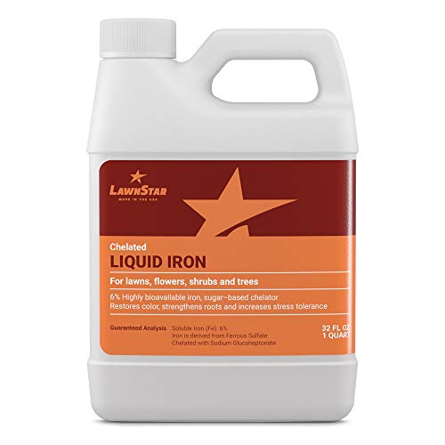 LawnStar Chelated Liquid Iron (32 OZ) for Plants - Multi-Purpose, Suitable for Lawn, Flowers, Shrubs, Trees - Treats Iron Deficiency, Root Damage & Color Distortion – EDTA-Free, American Made