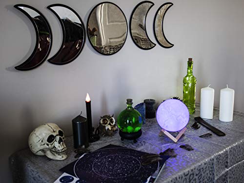 Black Magic Witch Moon Mirror - Announcing Love Home Wall Decor - Moon Phase Mirror Set with Spooky Reflection Effect - Moon Mirror Wall Decor for Living Room Bedroom Nursery Easy to Hang No Drilling