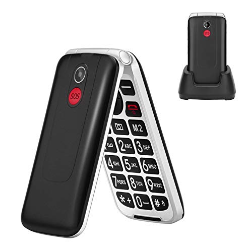 Uleway 3G Senior Flip Phone Unlocked with SOS Button Tmobile Flip Phone Dual Card Dual Standby GSM Flip Phone Large Button Large Volume Basic Cell Phones with Charging Dock(Red)