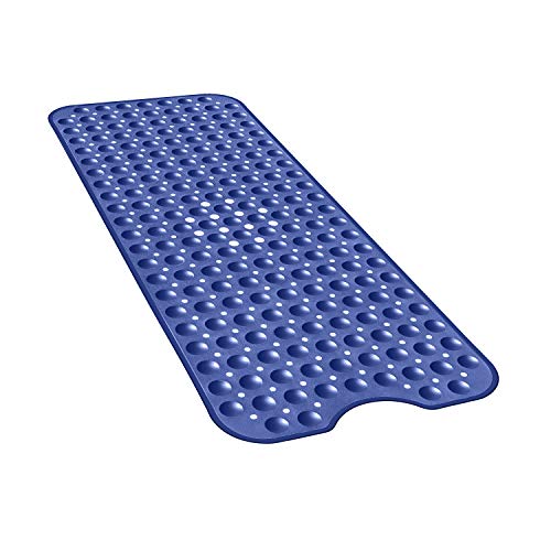 YINENN Bath Tub Shower Mat 40x16 Inch Non-Slip and Latex Free,Bathtub Mat with Suction Cups, Machine Washable Bathroom Mats with Drain Holes (Dark Blue)