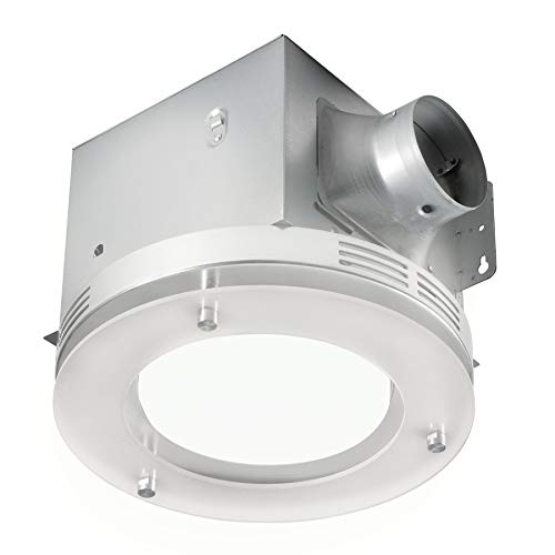 Tosca 7117-02-BN Bathroom Fan Integrated LED Light Ceiling Mount Exhaust Ventilation 1.5 Sones 80 CFM, Frosted Glass