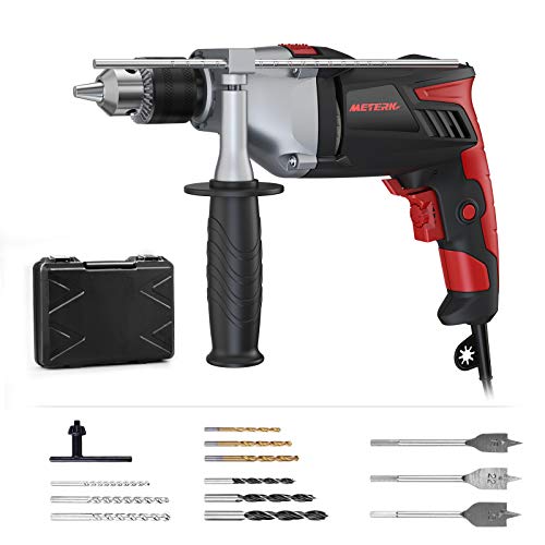 Hammer Drill, Meterk Corded Drill 950W 2800RPM, Impact Drill and Electric Drill with 12 Drill Bit Sets, Storage Case, Rotating Handle, Hammer and Drill 2 Mode in 1 for Wood, Concrete, DIY Projects