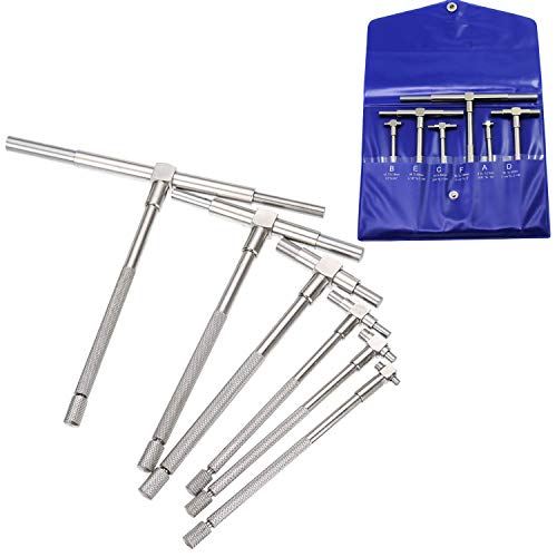 6 Pcs 5/16' to 6' Telescopic Gauge Bore Gauge Telescoping Gage Set High Precision T-Bore Hole Gauge Minimeter Measurement Bore