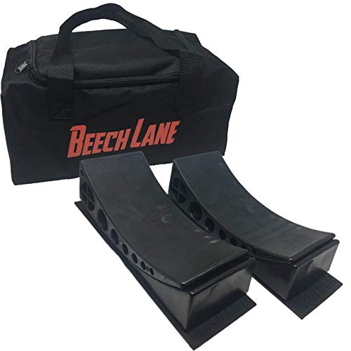 Beech Lane Camper Leveler 2 Pack with Carrying Bag - Precise Camper Leveling, Includes Two Curved Levelers, Two Chocks, Two Rubber Grip Mats, and A Carrying Bag