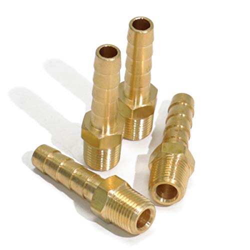 KOOTANS 4pcs 1/4' Hose Barb to 1/8' Male NPT Brass Quick Coupler Air M Type Fitting Quick-Connect Fitting